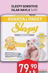 SLEEPY SENSİTİVE ISLAK MENDİL HAVLU 3X90'LI fiyat ve kampanya bilgisi